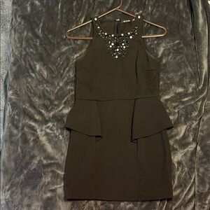 DO+BE Black Mini Dress with Embellished Neckline